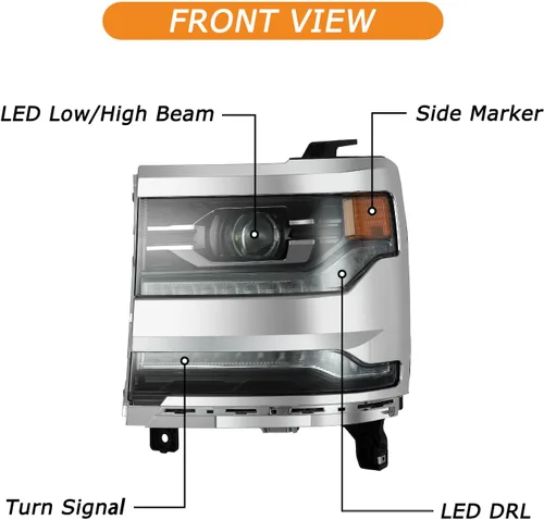 Vista 2 de Conjunto de faros delanteros LED completo para Chevy Silverado 1500 2016-2019, con LED DRL, con bombillas, lado del pasajero, repuesto 84893095