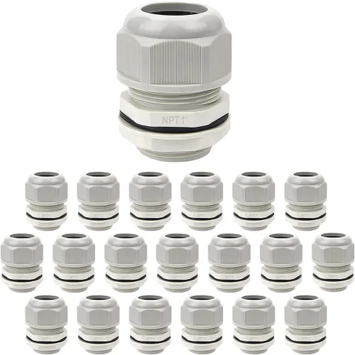 Vista 51 de LeMotech Paquete de 5 prensaestopas NPT de 1-1/4 pulgadas, impermeables, ajustables, conectores de cable de 0.945-1.260 in, juntas de nailon negro