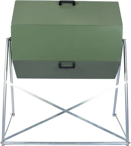 Vista 5 de Jora Composter JK 270 - Vaso de compostaje de doble cámara para exteriores, 70 galones, construcción de acero galvanizado