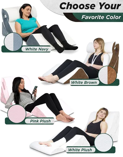 Vista 9 de Lunix Juego de 4 almohadas ortopédicas de cuña con funda extra lavable, espuma viscoelástica ajustable para espalda, piernas, reflujo ácido
