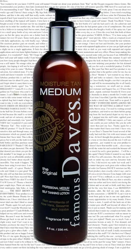 Vista 6 de Autobronceador de Dave Self Bronceado sin sol con testimonios para todos los tipos de piel, ligera, justa, media. Fabricado en USA desde hace más
