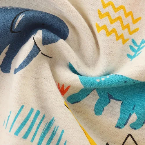 Vista 6 de GFQLONG Paquete de 2 sudaderas de manga larga con cuello redondo para niños pequeños, sudaderas de algodón cálido con dibujos animados de dinosaurio