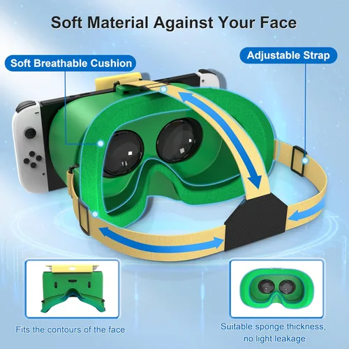 Vista 5 de DEVASO Upgraded VR Headset for Nintendo Switch & Switch OLED Model, Switch Virtual Reality Glasses with Adjustable HD Lenses and Comfortable Head