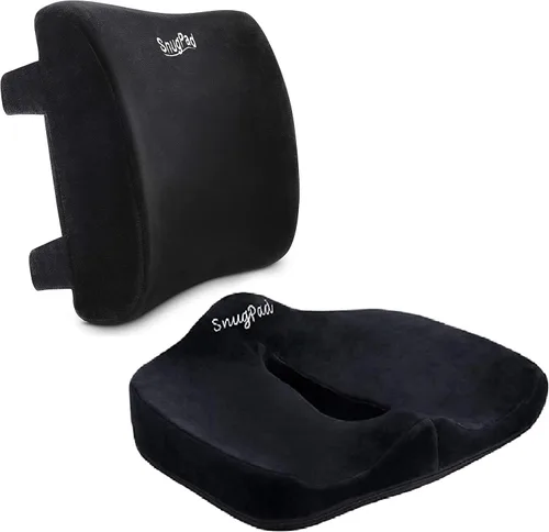 Combinación de almohada lumbar de espuma viscoelástica y cojín de asiento, ergonómico, ortopédico, soporte de espalda baja, fundas de terciopelo