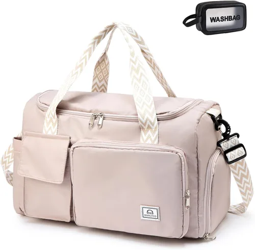Vista 57 de Bolsa de Gimnasio Pequeña para Mujer, Bolsa de Lona de Viaje, Bolsa de Fin de Semana con Compartimento para Zapatos