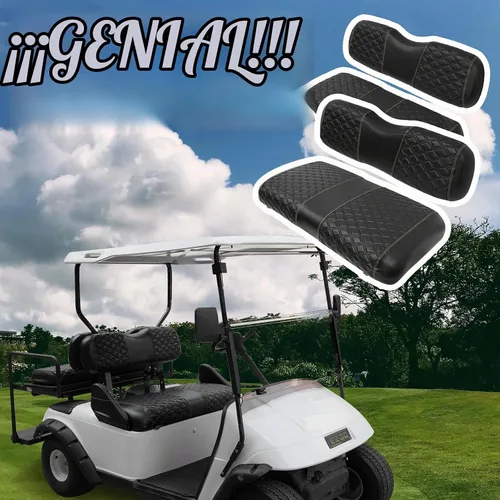 Vista 6 de Fundas de Asiento de Carrito de Golf Delanteras y Traseras Impermeables y Resistentes al Sol de Cuero Vinílico de Grado Marino Accesorios de Negro