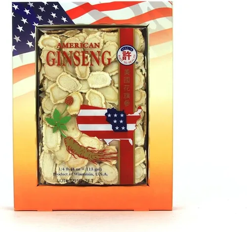 Hsu's SKU 0126LL-4 Rebanadas de ginseng americano – 100% Wisconsin American – Rodajas mixtas grandes y medianas caja de 4 onzas