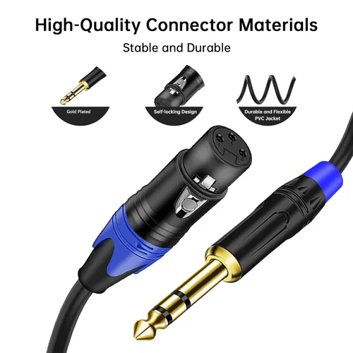 Vista 4 de Adaptador estéreo XLR a 1/4 TRS, XLR hembra a 1/4 de pulgada (0.250 in) de micrófono equilibrado, adaptador convertidor de audio estéreo