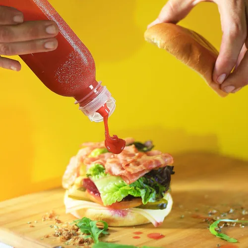 Vista 5 de WAYDA Botellas exprimibles para condimentos, paquete de 6 botellas exprimibles para salsas, recipiente de aderezo de ensalada de ketchup, botellas