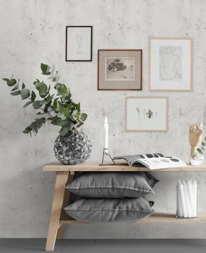 Vista 2 de Papel tapiz de cemento para despegar y pegar, versión 3 (2 pies x 9 pies, paquete de 6, gris claro)