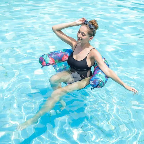 Vista 3 de FindUWill Inflatable Pool Floats Chairs, 2-Pack Comfortable Fabric Covered Pool Chairs with Sling, Stable Swimming Noodles Seats for Adults, Summer