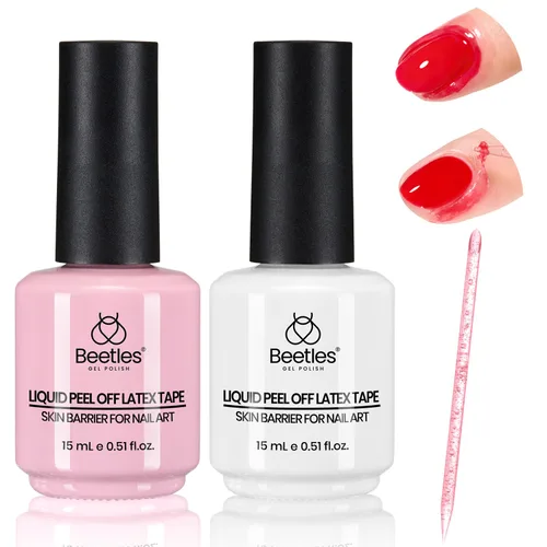 Vista 11 de Beetles - Látex líquido para uñas, 0.5 onzas líquidas, protector de cutículas con barra de plástico para cuidado de uñas, diseño de uñas