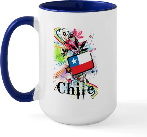 Vista 13 de CafePress Taza de café de cerámica extra grande de 15 oz (15.0 fl oz) con bandera de Chile Taza extragrande con diseño de bandera de Chile