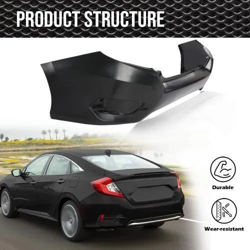 Vista 9 de Cubierta de parachoques trasero imprimada compatible con Honda Civic Sedan 4 puertas 2016 2017 2018 2019 2020 HO1100296 04715TBAA00ZZ