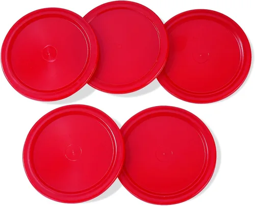 Paquete de 5 mini discos de mesa de hockey de aire rojos de 2 pulgadas
