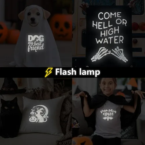 Vista 4 de WRAPXPERT Vinilo reflectante de transferencia de calor, rollo HTV negro de 12 pulgadas x 5 pies, vinilo reflectante para planchar para camisetas