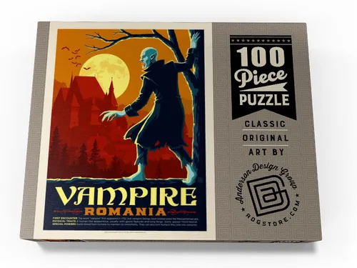 Vista 4 de MyPuzzle Mythical Creatures: Vampire (Rumania), póster vintage, rompecabezas prémium de 100 piezas para adultos