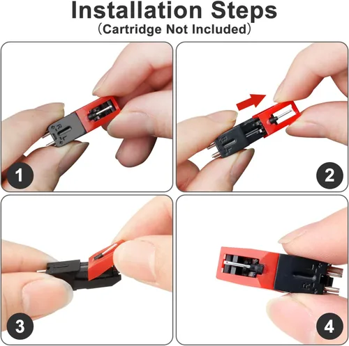 Vista 5 de Paquete de 2 agujas para tocadiscos, repuesto rojo para tocadiscos Crosley, Victrola, vinilo, fonógrafo ION