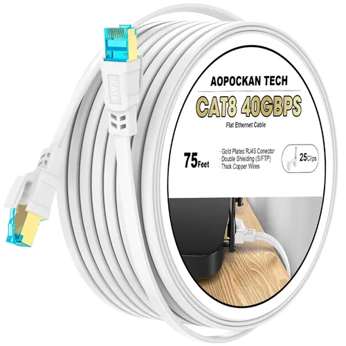 Vista 16 de AOPOCKAN TECH Cables Ethernet Cat8 (blanco, CAT8-6FT)