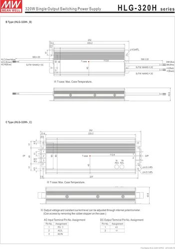 Vista 4 de MEAN WELL HLG-320H-54A Fuente de alimentación LED