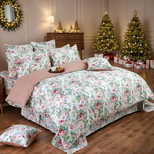 Vista 28 de FADFAY Juego de funda de edredón con estampado floral de roseta, juego de ropa de cama de encaje con volantes para niñas, 3 piezas, tamaño individual