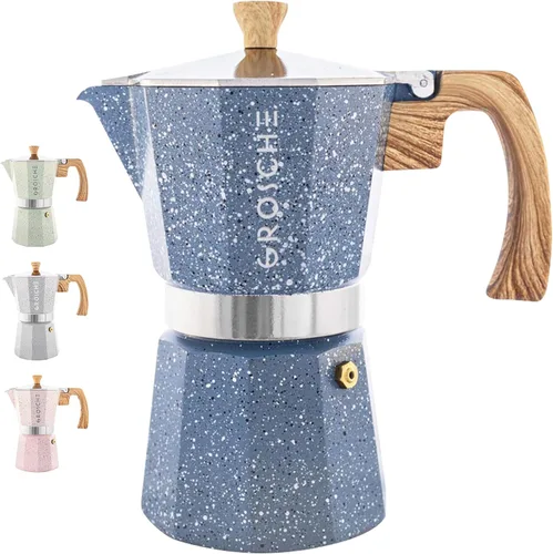 Vista 38 de Grosche Milano Moka Cafetera espresso moca para estufa, de 6 tazas, cafetera cubana, cafetera greca, italiana, percoladora, esmoquin