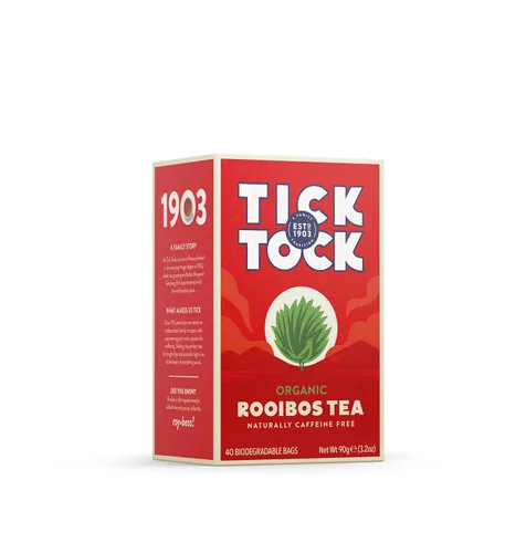 TICK TOCK TEAS - Bolsas de té Rooibos orgánico, té Rooibos orgánico original, 40 unidades