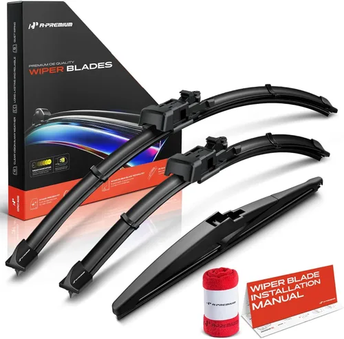 Vista 36 de A-Premium Juego de 3 limpiaparabrisas con indicador de desgaste y toalla, compatible con Dodge Nitro 2007-2011, juego de escobillas