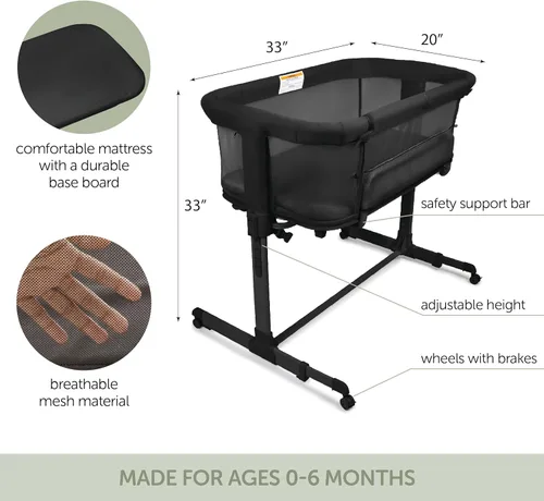 Vista 2 de KoolerThings 3 en 1 cuna/moisés para bebé, cama junto a la cama y parque infantil, fácil de plegar y portátil (Negro) - KoolaBaby (cuna de malla)