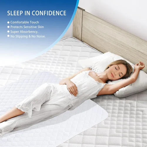 Vista 5 de Almohadillas de cama impermeables para adultos, niños, perros (30.1 x 36.0 in, 4 unidades) impermeables y lavables a máquina, gran protector