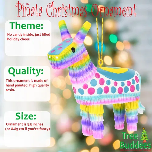 Vista 2 de Tree Buddees Colorido adorno navideño de piñata para fiesta
