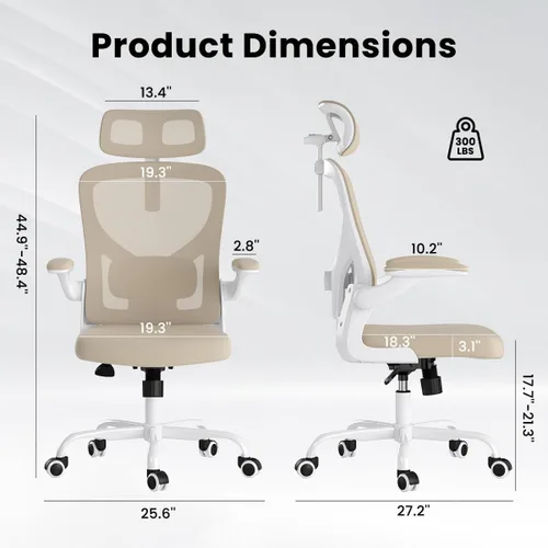 Vista 3 de Soohow Silla de oficina ergonómica, silla de escritorio de malla con soporte lumbar ajustable y reposacabezas, cómoda silla de computadora