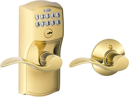 Vista 17 de Schlage FE575 CAM 716 ACC Camelot - Cerradura de teclado con palanca Accent, bloqueo automático, entrada electrónica sin llave, bronce envejecido