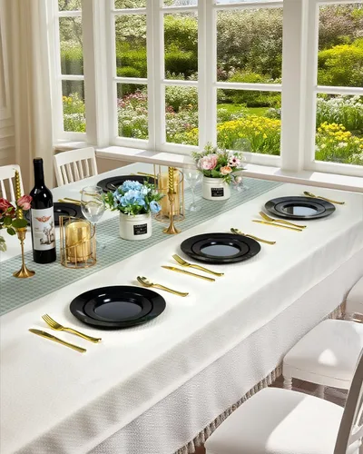 Vista 6 de BESTVIP 100 piezas de platos desechables de plástico negro, platos desechables para fiestas con 50 platos de cena y 50 platos de postre, platos