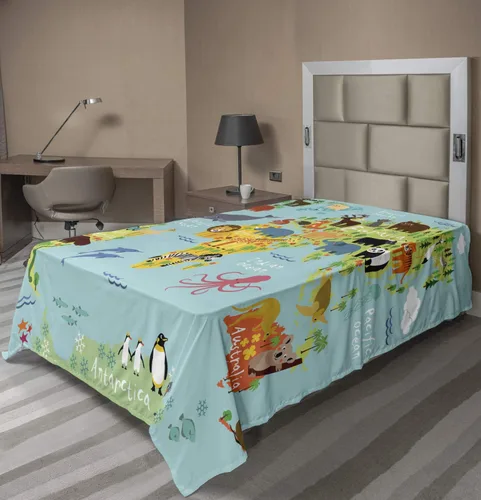 Vista 149 de Ambesonne Sábana encimera de reglas de baño, texto de texto de texto de «Don't Spread Gérmenes» con estampado de dibujos animados, suave y cómoda