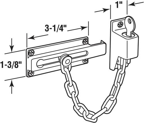 Vista 2 de Prime-Line U 9912 - Protector de puerta con llave, 3-1/4 pulgadas, construcción de acero y fundido, acabado chapado en latón Brite