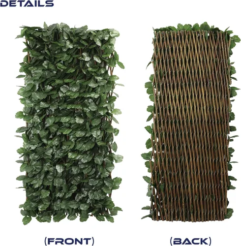 Vista 3 de Windscreen4less Pantalla de Valla de Privacidad de Hiedra Artificial Expandible con Hojas Sintéticas para Exterior Interior Patio Trasero Balcón
