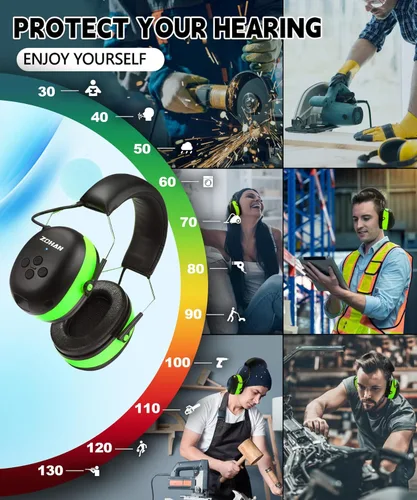 Vista 7 de ZOHAN EM037 Bluetooth Hearing Protection,30dB SNR Noise Reduction Headphones with 1500mAh Rechargeable Battery