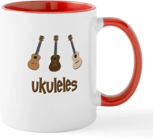 Vista 47 de CafePress Peace Love - Taza de café de cerámica para ukelele (11 oz (11.0 fl oz)