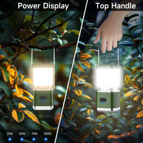 Vista 6 de Linterna de Camping LED, Linterna de Camping de 1000 Lúmenes Recargable con 4 Modos de Luz, Impermeable, Accesorios Esenciales de Camping, Mini