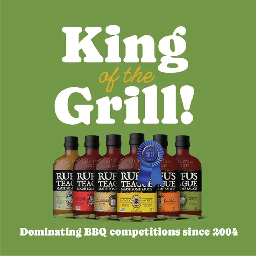 Vista 6 de Rufus Teague - Blazin' Hot BBQ Sauce - Salsa de barbacoa premium - Botella de 15.25 onzas