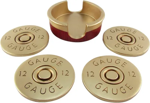 Vista 2 de Treasure Gurus - Juego de posavasos con forma de bala de calibre 12
