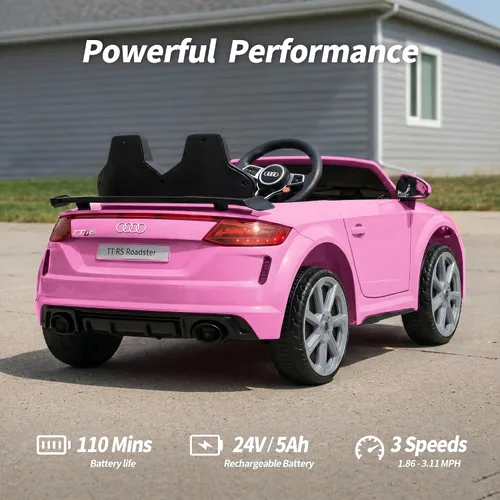 Vista 5 de Audi TTRS - Juguetes de paseo de 24 V, coche eléctrico para niños pequeños con control remoto Negro