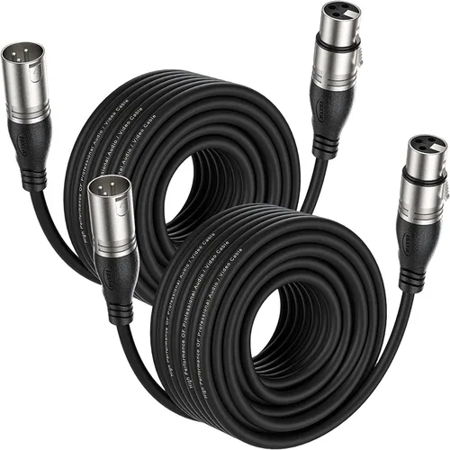 Vista 17 de EBXYA Cable XLR de 2 pies, paquete de 10 unidades, cable de micrófono equilibrado premium con cable XLR de 3 pines macho a hembra, color negro