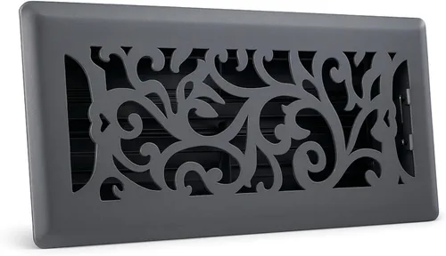 Vista 23 de Registro de piso de acero con diseño floral de 4 x 10 pulgadas en acabado blanco glaciar para piso, cubiertas decorativas de ventilación de aire