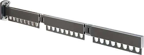 Vista 4 de Estante de secado de ropa plegable de acero al carbono, para montaje en pared, colgador de ropa de 45 pulgadas con ganchos para secar la ropa (gris)