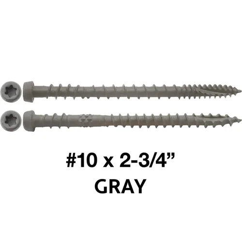 Vista 79 de Tornillo de madera compuesto gris castillo de 2-3/4 pulgadas, cabeza de accionamiento Torx/Star Drive Head - Recubierto Exterior - Compatible