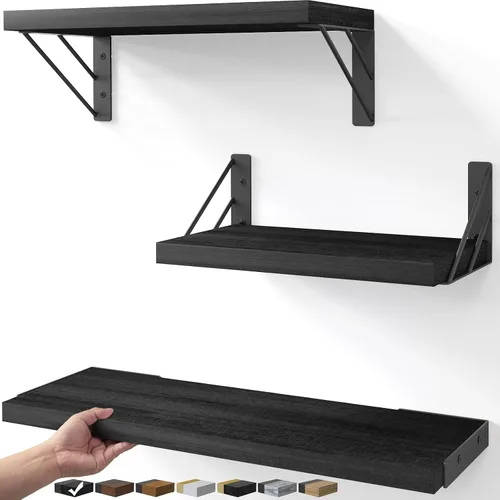 BAYKA Estantes flotantes montados en la pared, estante de pared flotante de madera para libros y decoración, exhibición y organizador que ahorra A.