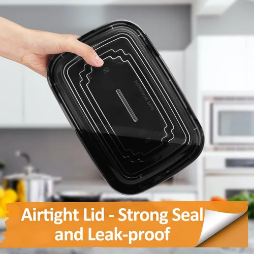 Vista 4 de Eupako 20 juegos de recipientes de preparación de comidas de 28 onzas reutilizables – Contenedores de plástico para almacenamiento de alimentos