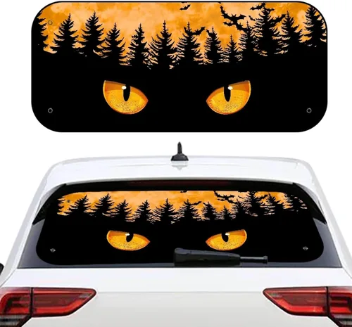 Vista 45 de Biyejit Parasol para ventana trasera de coche de vaca blanca y negra con ventosa, accesorios de automóvil con estampado de vaca, bloqueador solar